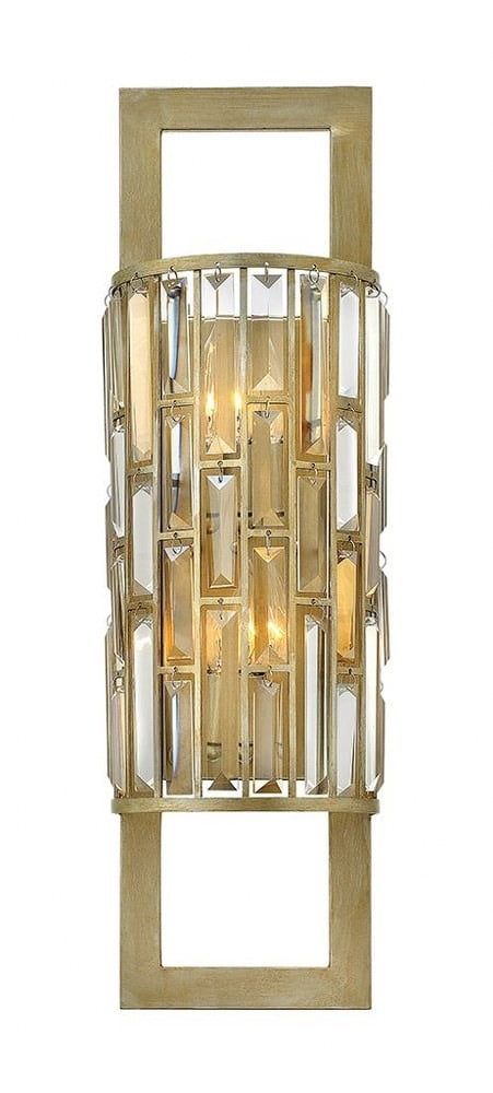 Gemma Silver Leaf 2-Light Candelabra Sconce with Crystal Prisms