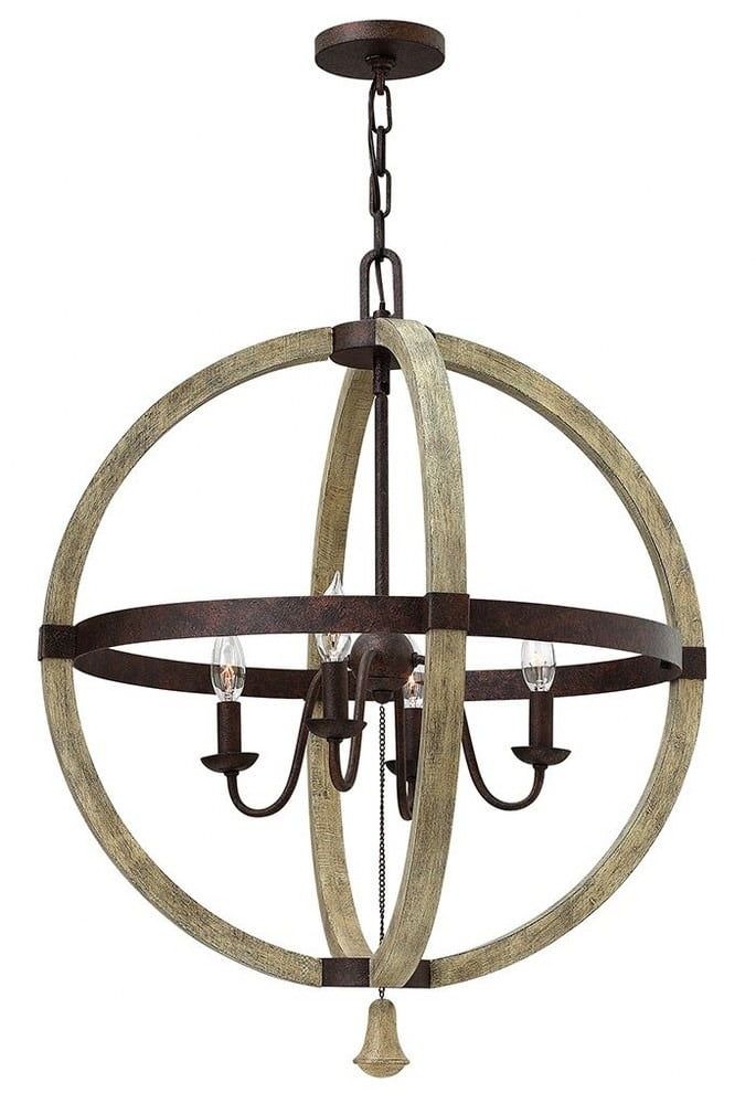 Middlefield Rustic-Chic 4-Light Iron Rust & Weathered Ash Chandelier