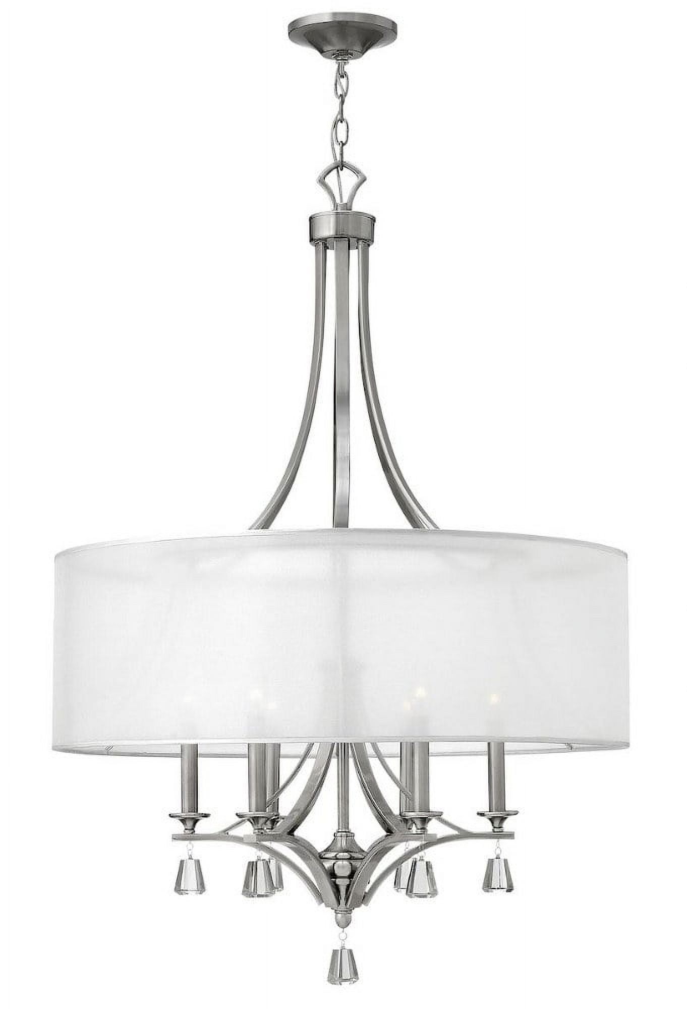 Brushed Nickel 30.25" Drum Chandelier with Sheer Shade