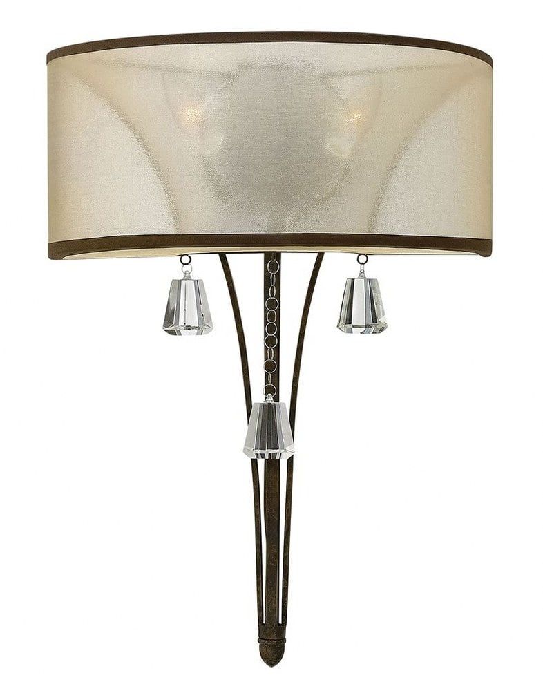 Mime French Bronze Dual Light Sconce with Amber Sheer Shade