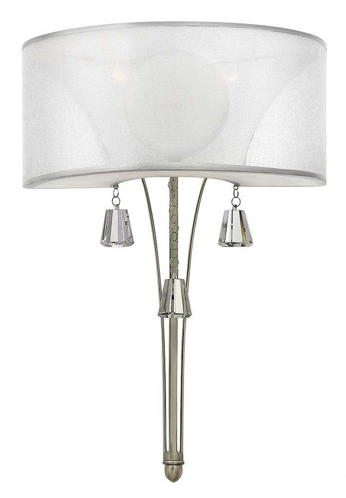 Elegant Brushed Nickel 2-Light Wall Sconce with Sheer Shade