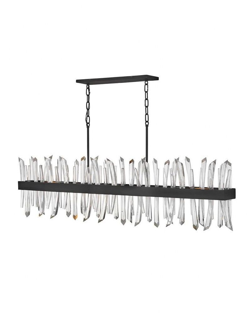 Revel 6-Light Black Crystal Linear Oval Chandelier