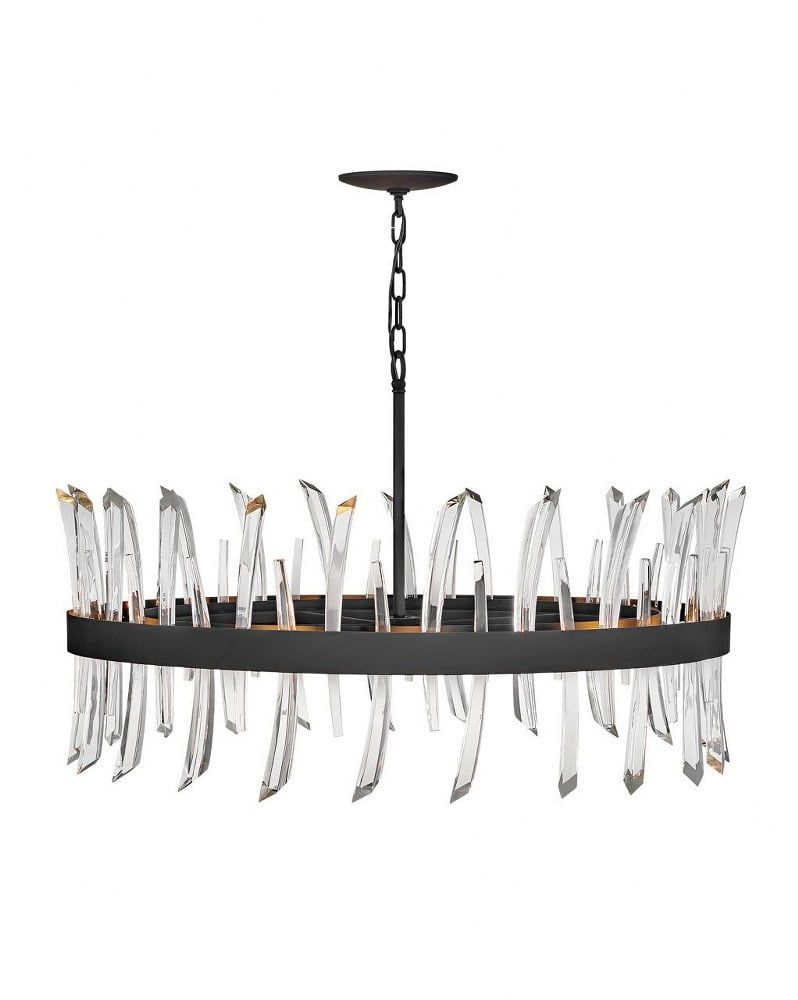 Black Crystal 10-Light Large Chandelier