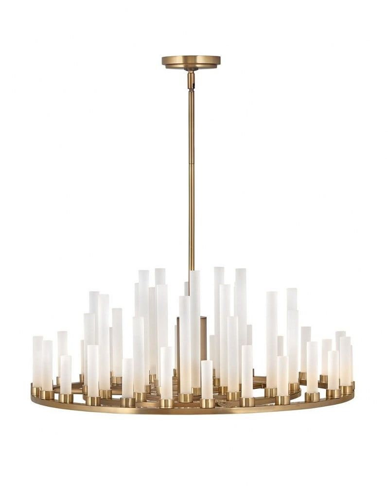 Heritage Brass LED Chandelier with Frosted Glass Candles