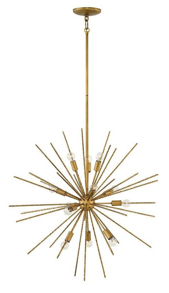 Elysian 12-Light Burnished Gold Globe Chandelier with Glass Accents