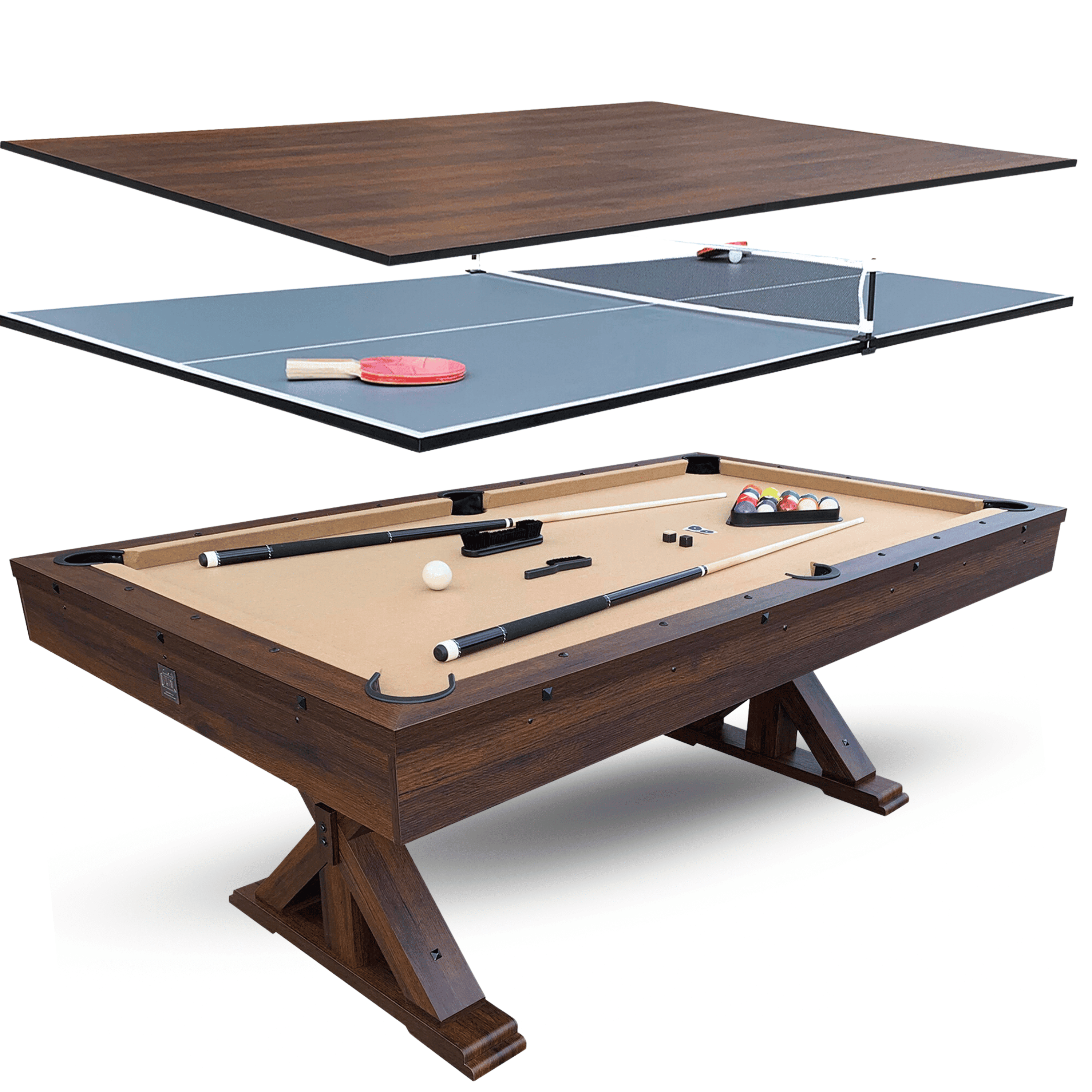 Espresso 7ft 3-in-1 Pool, Ping Pong, Dining Table