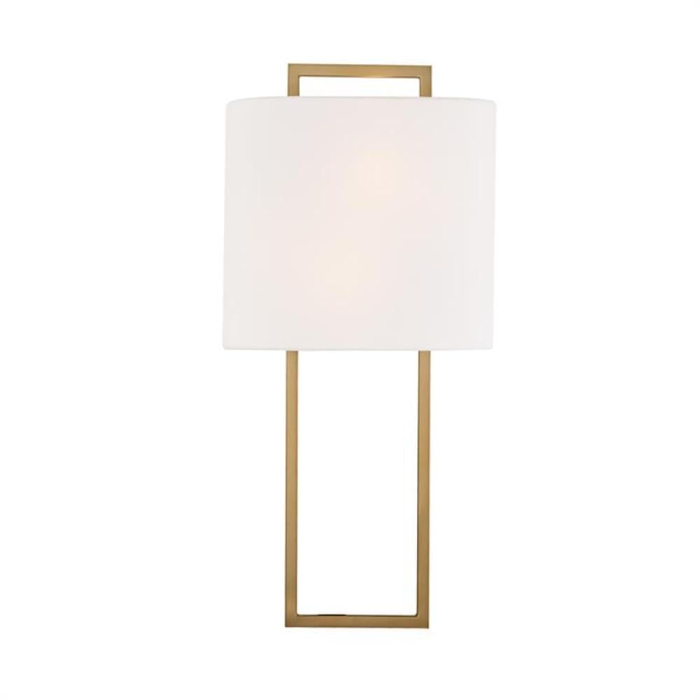 Elegant Vibrant Gold Dimmable Wall Sconce with White Silk Shade