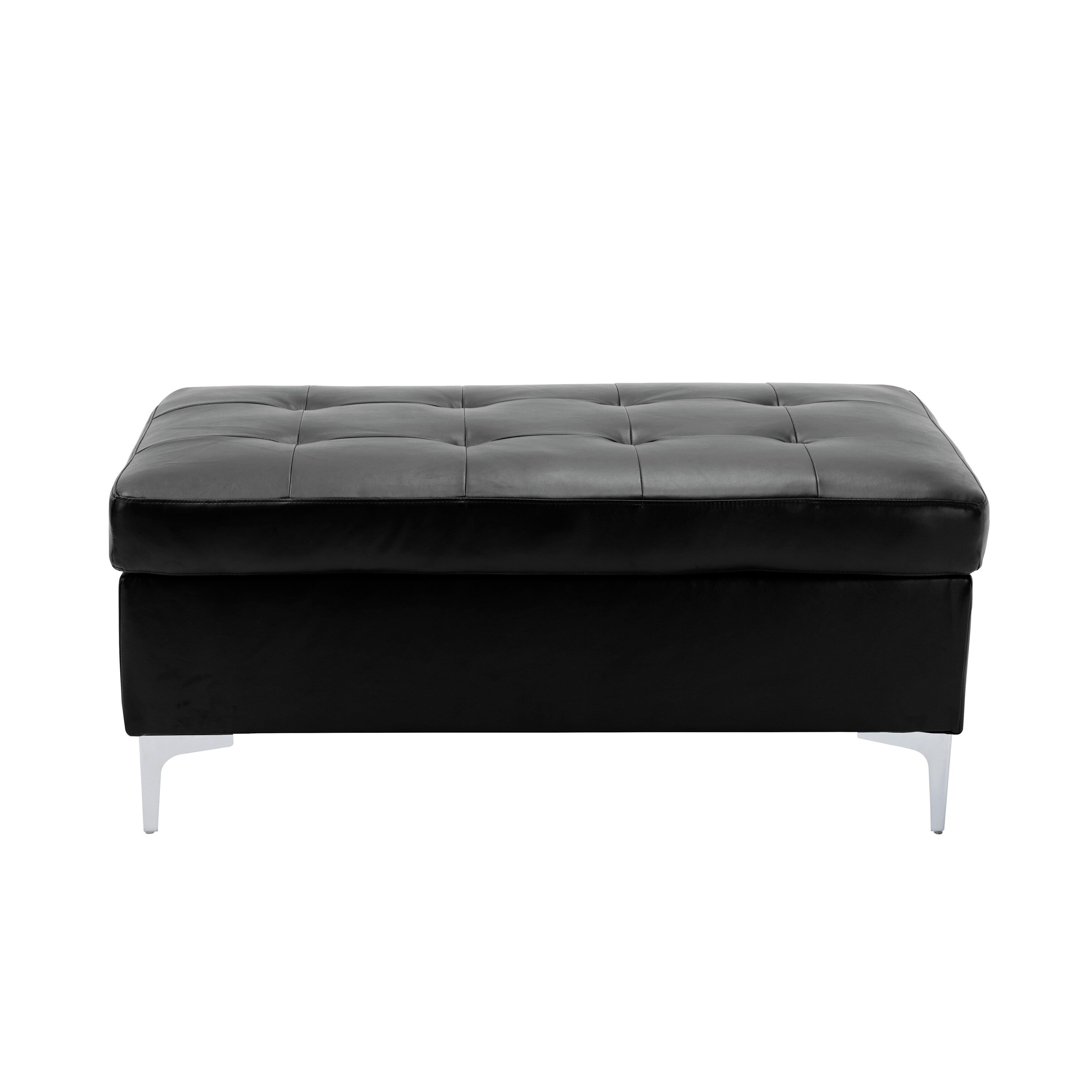 McCafferty Black Faux Leather Tufted Cocktail Ottoman