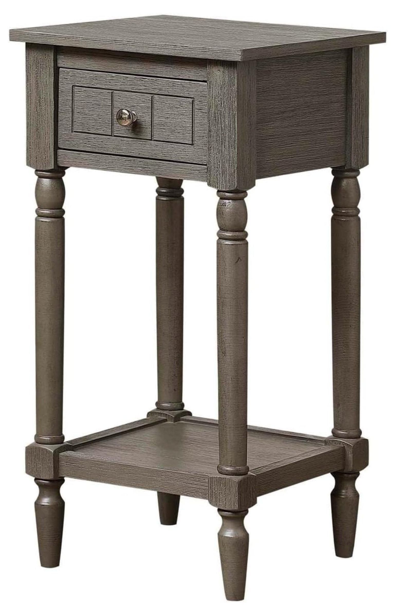 Dark Gray Wirebrush French Country Accent Table with Storage
