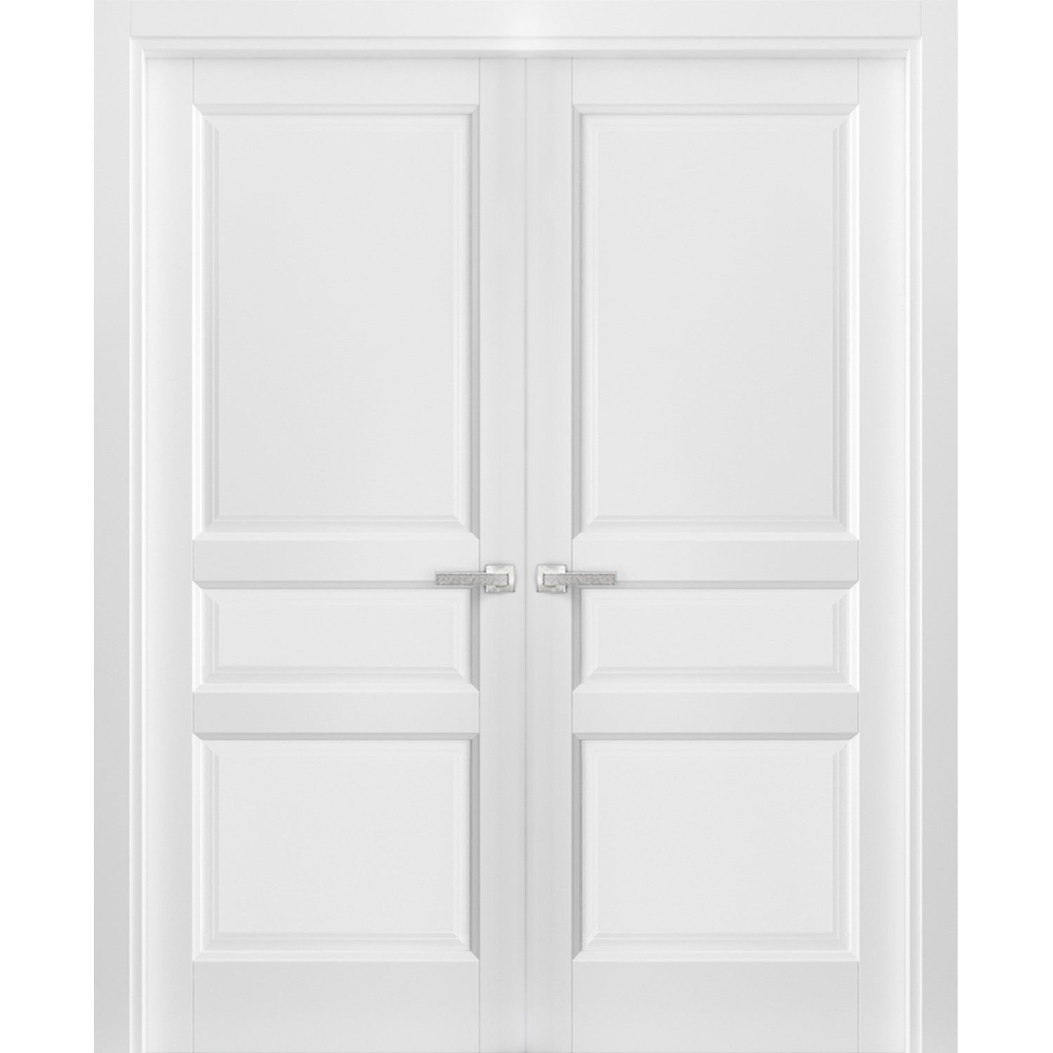 White Double French Panel Doors 60 x 84 with Hardware