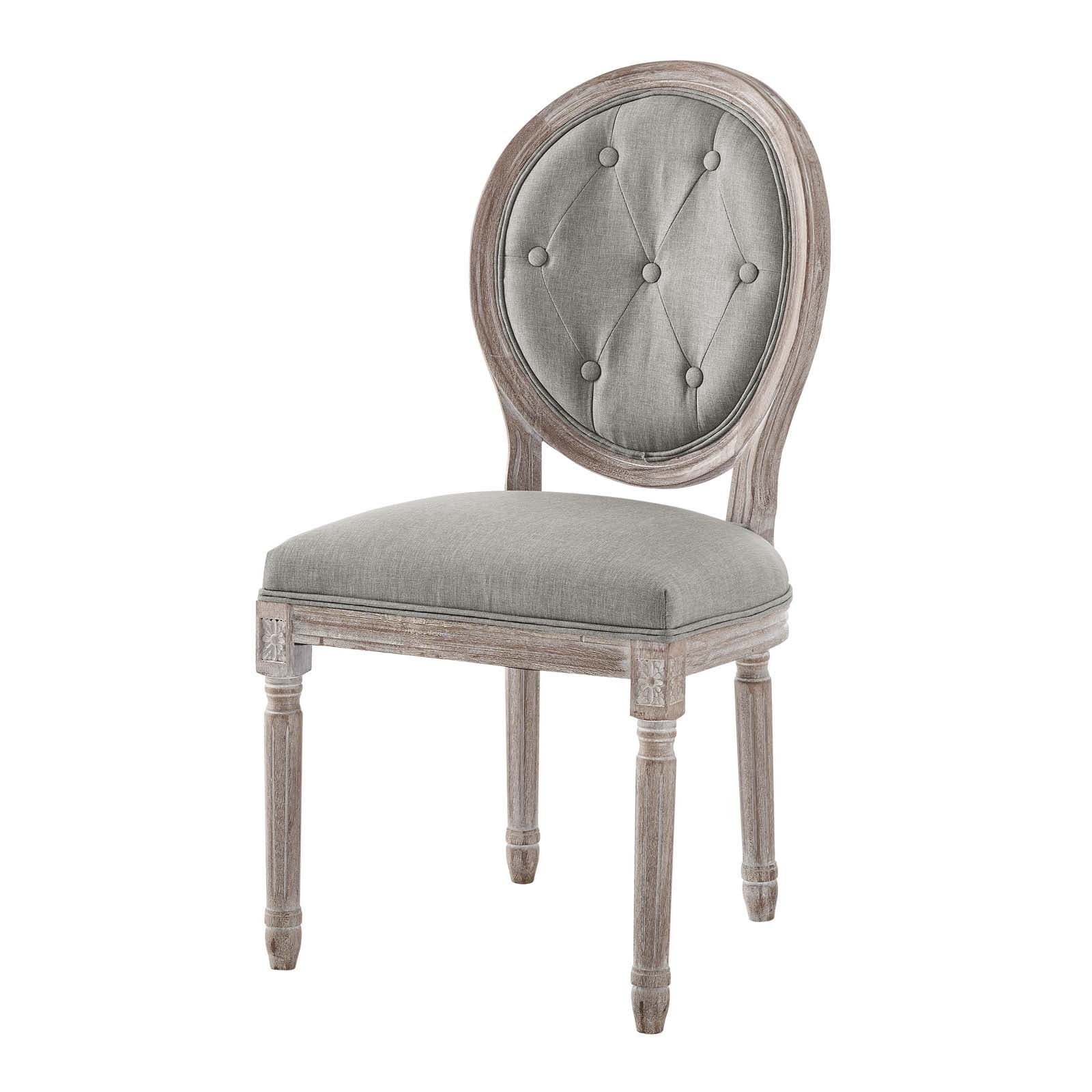 Emanate Vintage French Natural Gray Velvet Upholstered Side Chair