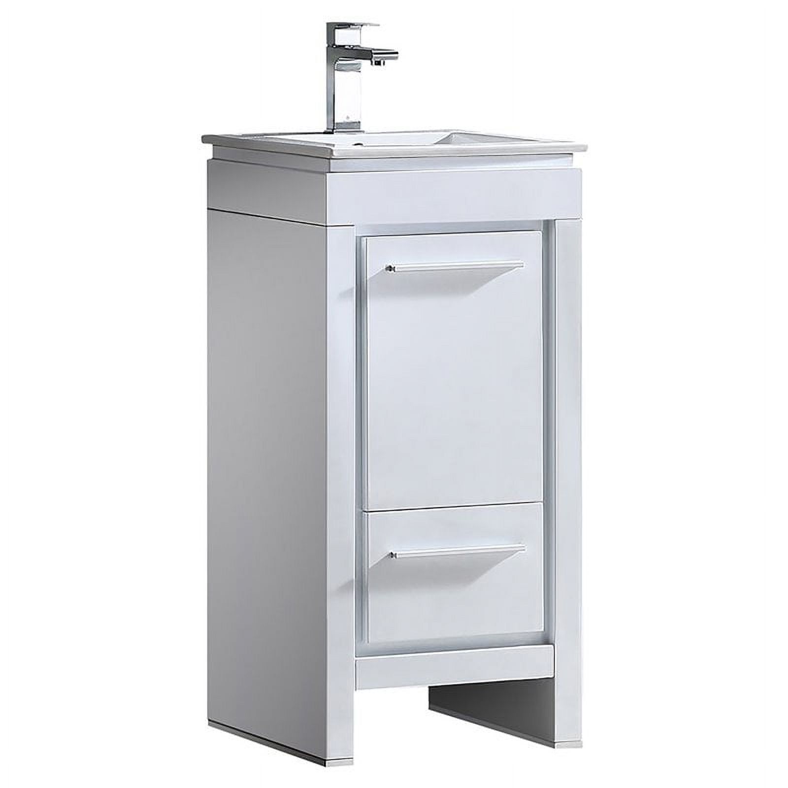 16" White Ceramic Top Modern Bathroom Vanity