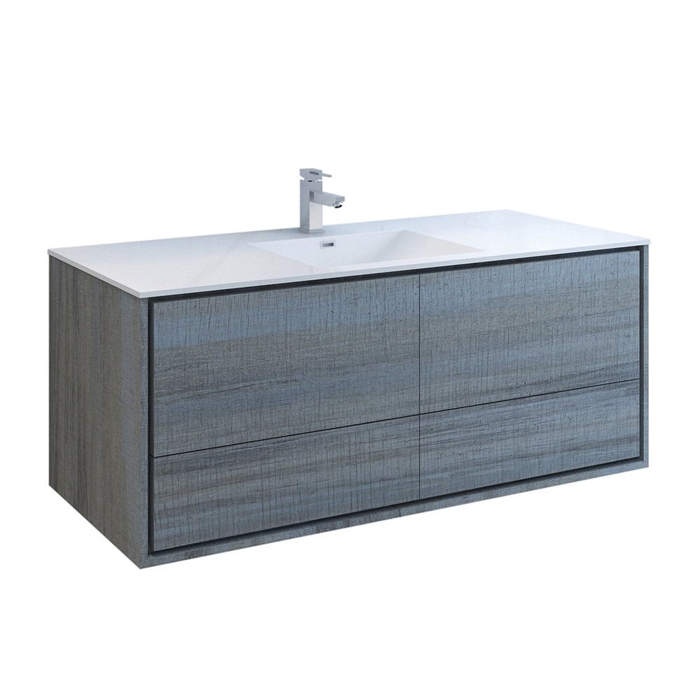 Ocean Gray 60" Wall-Mounted Single Basin Vanity with Acrylic Top