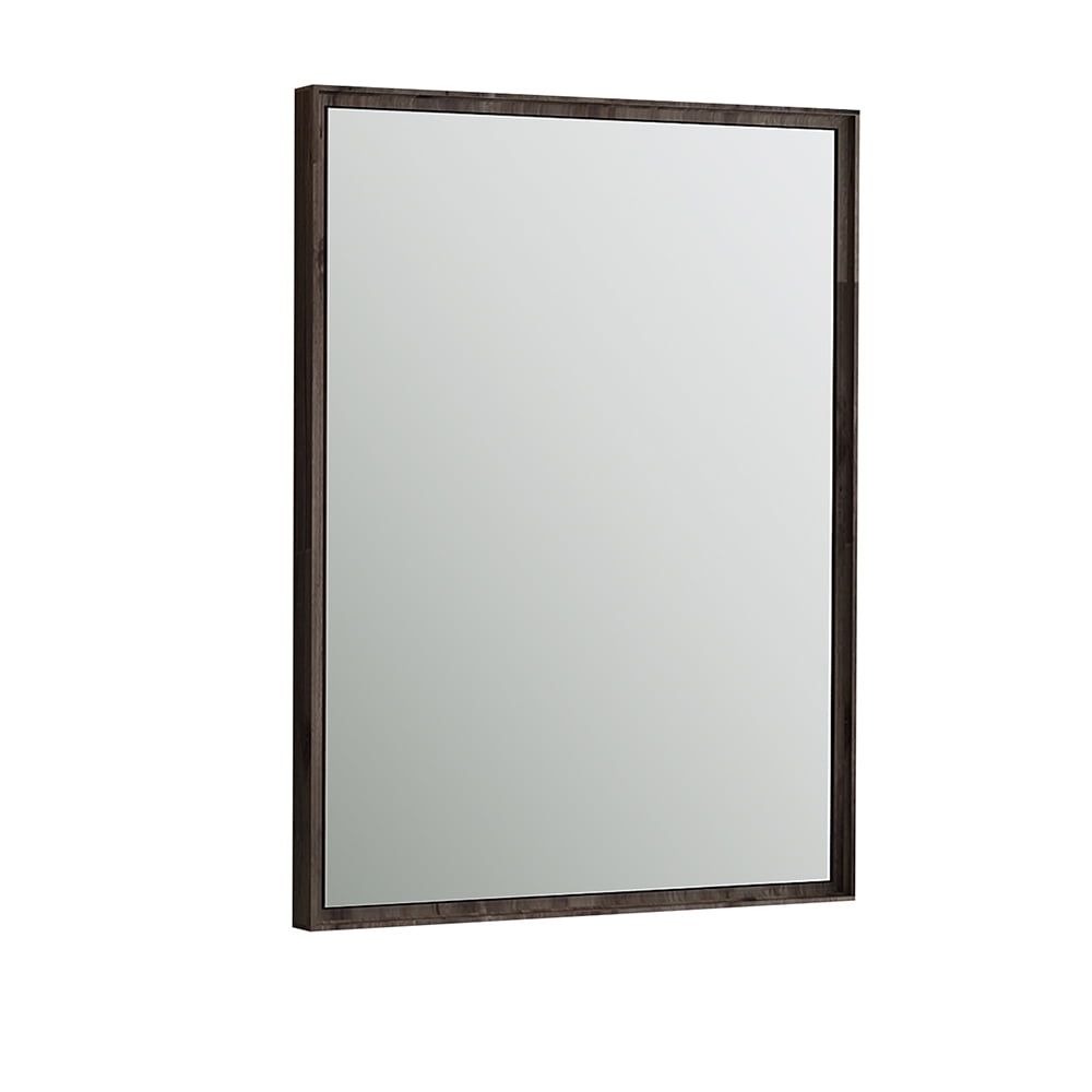 Elegant Acacia Wood 26" Rectangular Vanity Mirror in Warm Grey