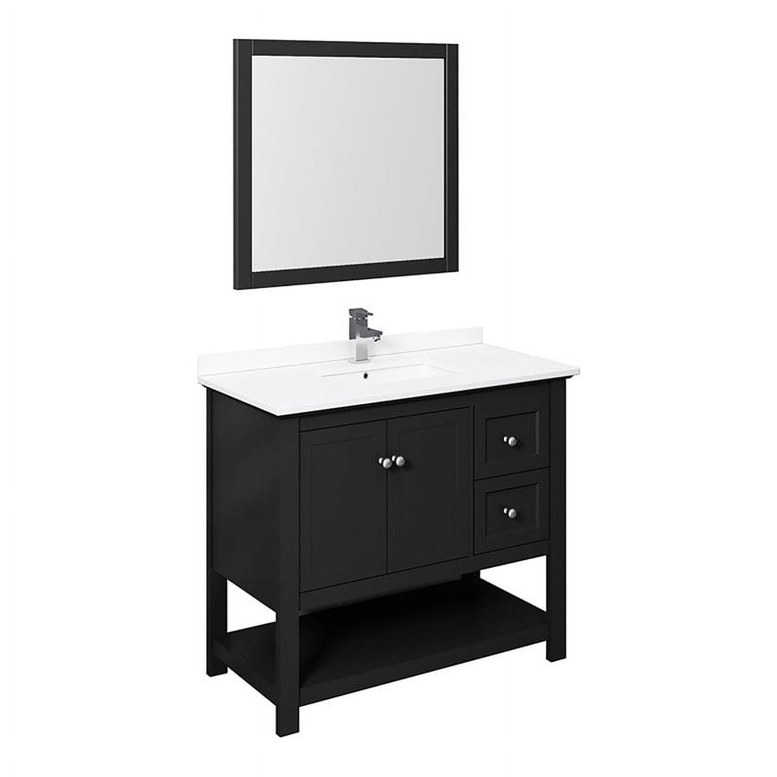 Manchester 42" Black Modern Bathroom Vanity Set with Mirror