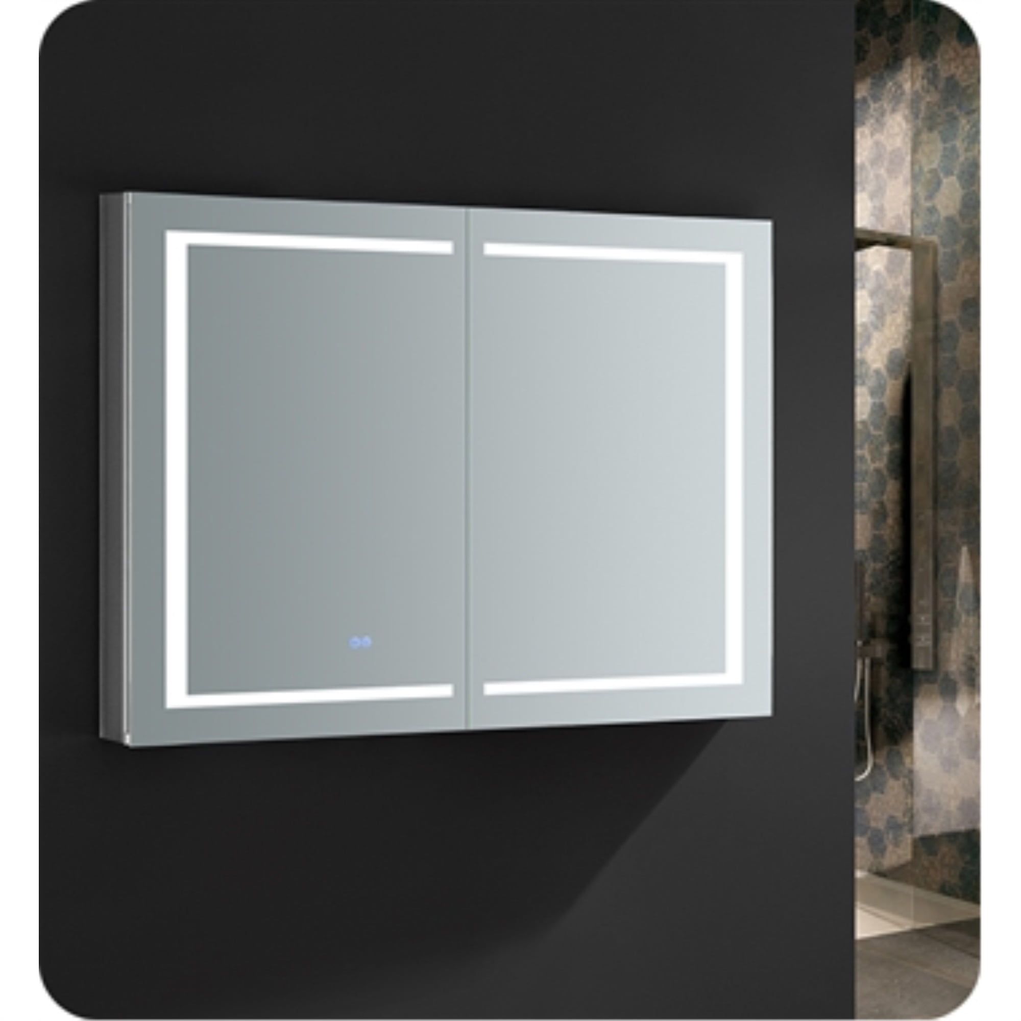 Elegant 48"x36" Frameless Aluminum Medicine Cabinet with LED & Defogger