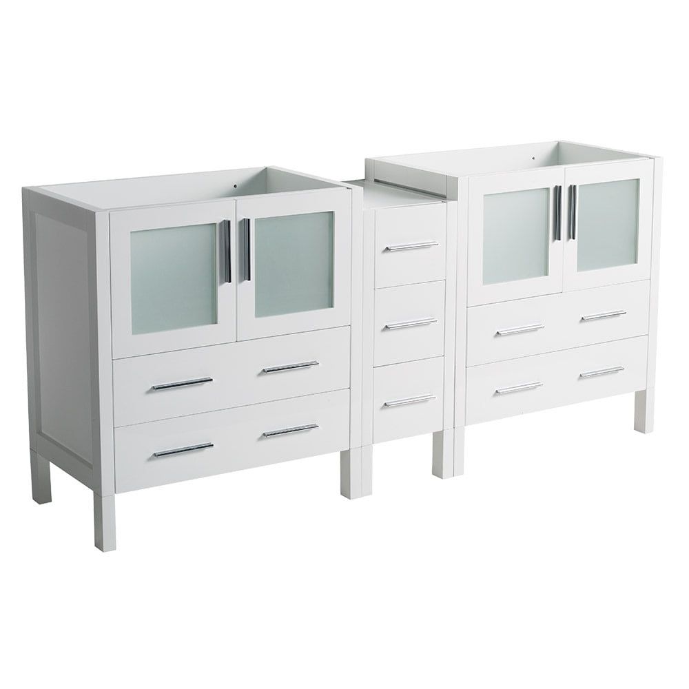 Elegant White Double Freestanding 83" Engineered Wood Vanity