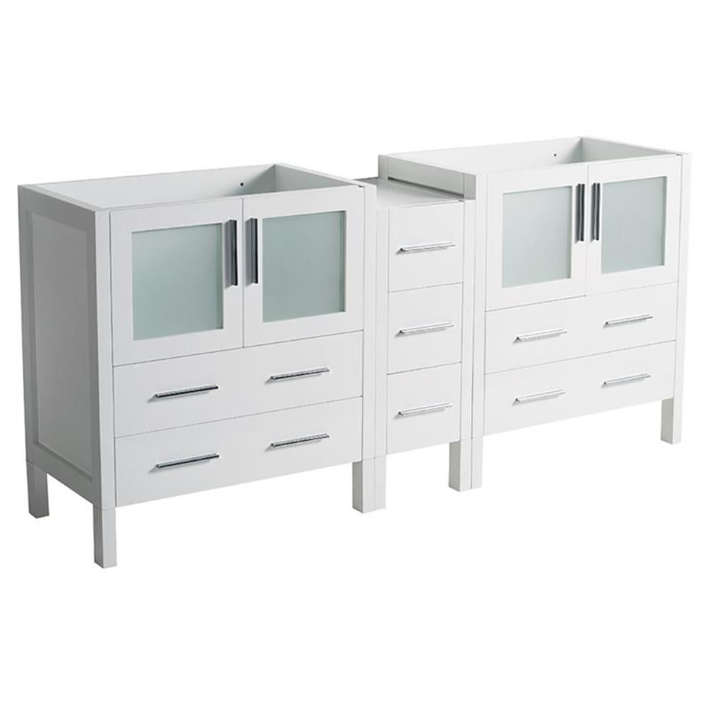 Elegant White Double Freestanding 83" Engineered Wood Vanity