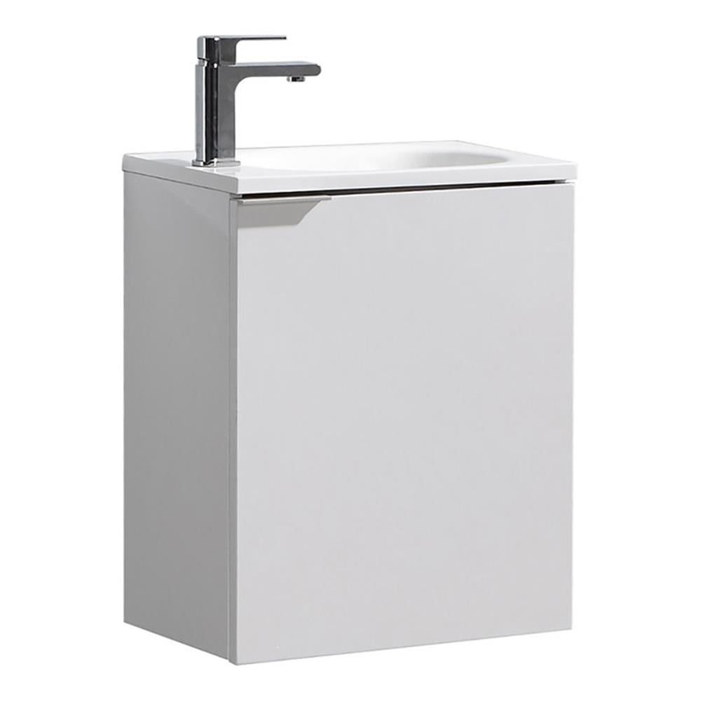 Sleek 20" Glossy White Wall-Mounted Modern Vanity with Integrated Sink