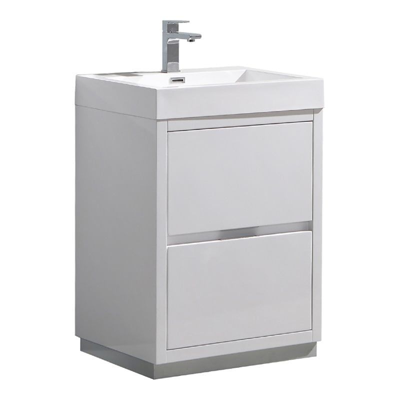 Valencia 24" Glossy White Modern Free Standing Vanity with Acrylic Sink