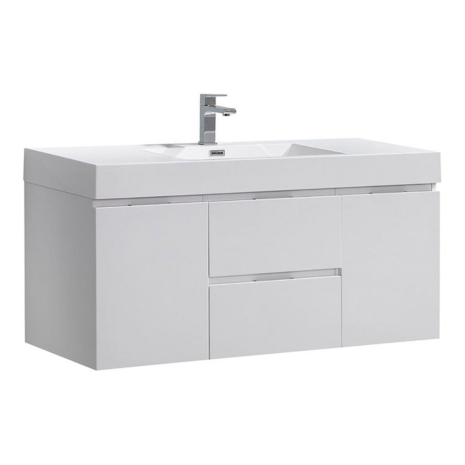 Elegant 48" Glossy White Wall-Mounted Modern Vanity with Integrated Sink