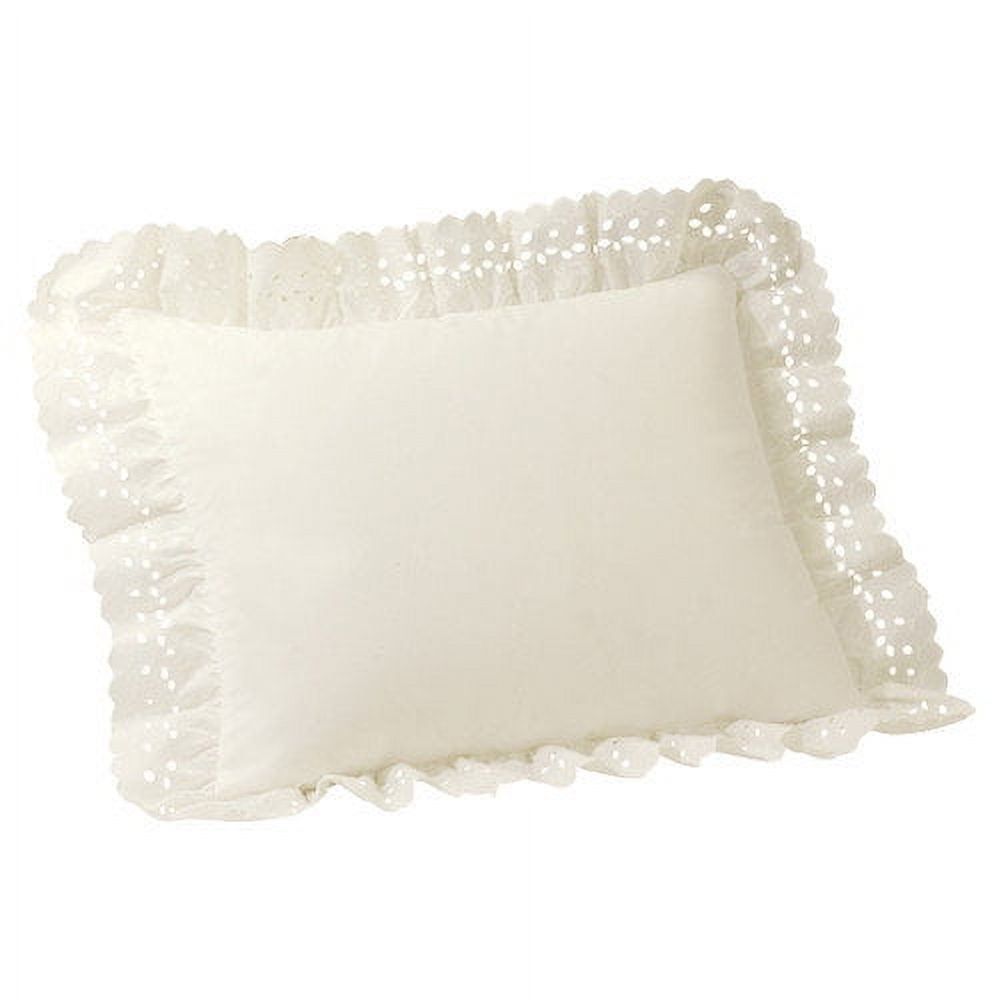 Ivory Embroidered Ruffled Standard Cotton Pillow Sham