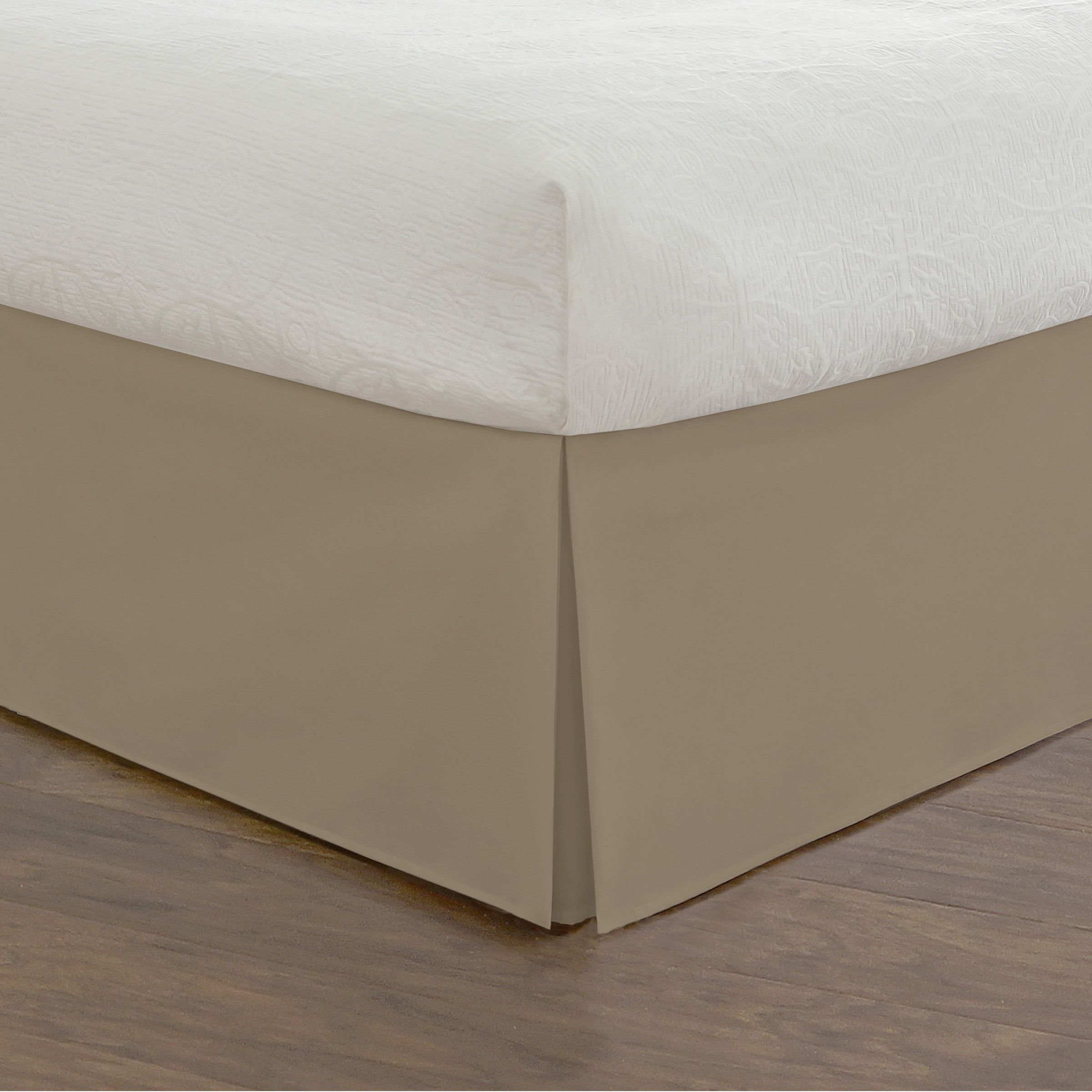 Mocha Twin Cotton Polyester Tailored Bed Skirt with Split Corner