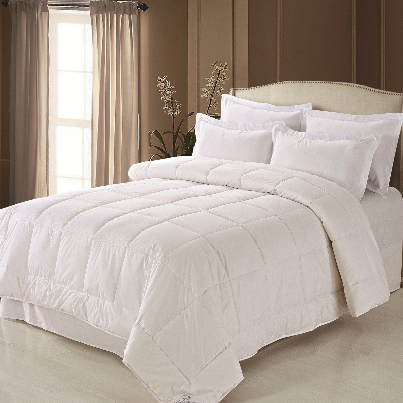 Modern Cotton White Comforter, Hypoallergenic Full/Queen Size