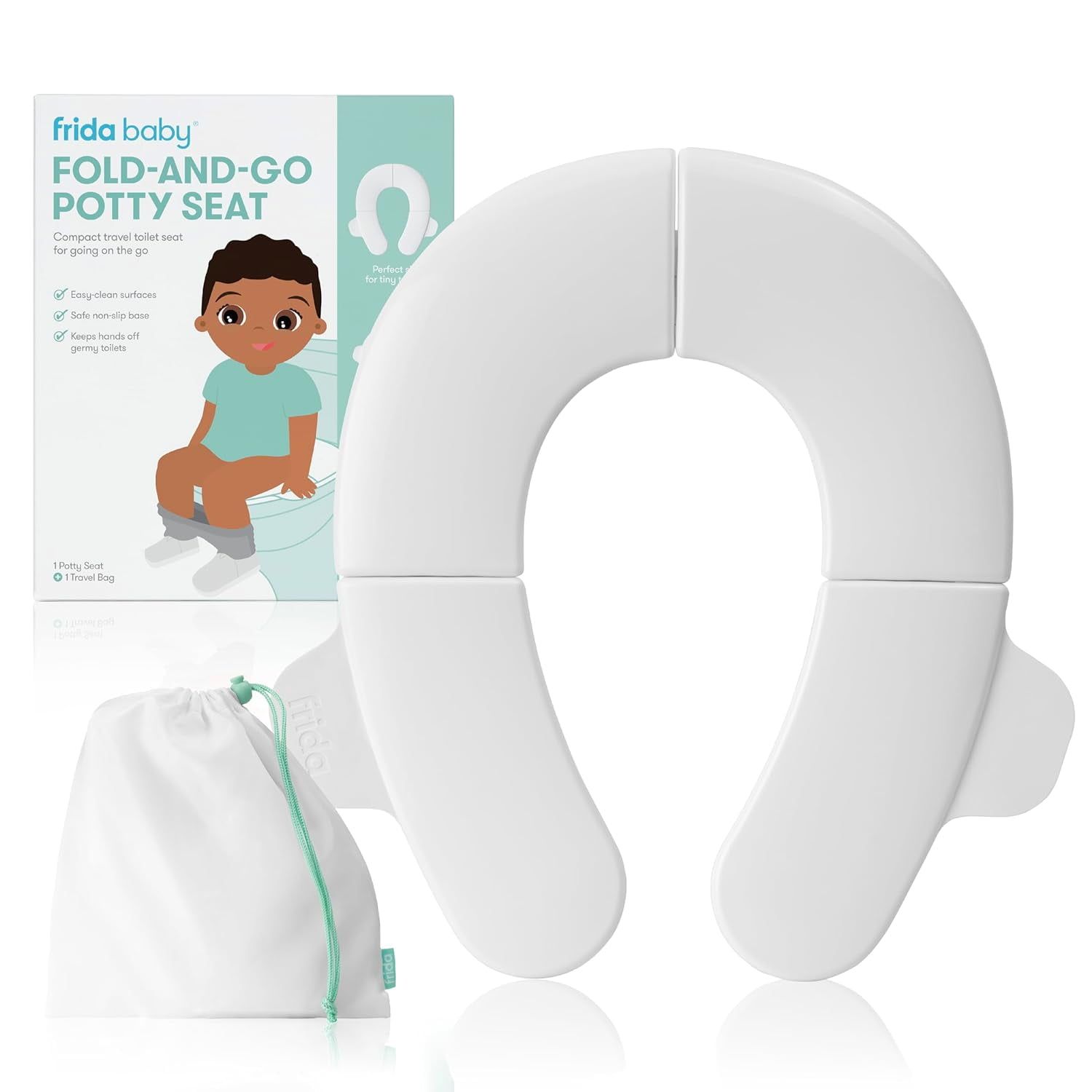 Foldable White Plastic Travel Potty Training Seat with Bag