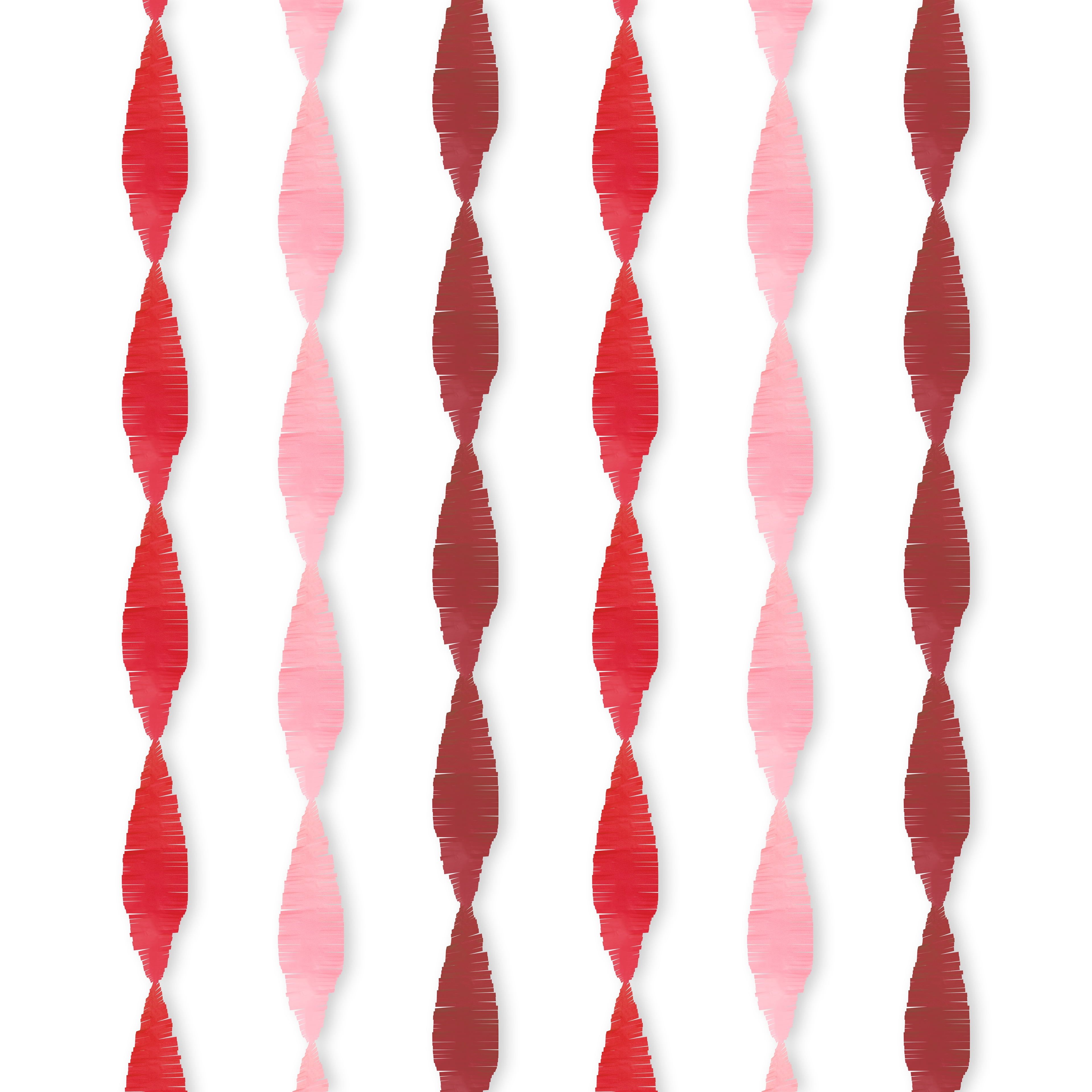 Red and Pink Paper Fringe Streamers, 6ct