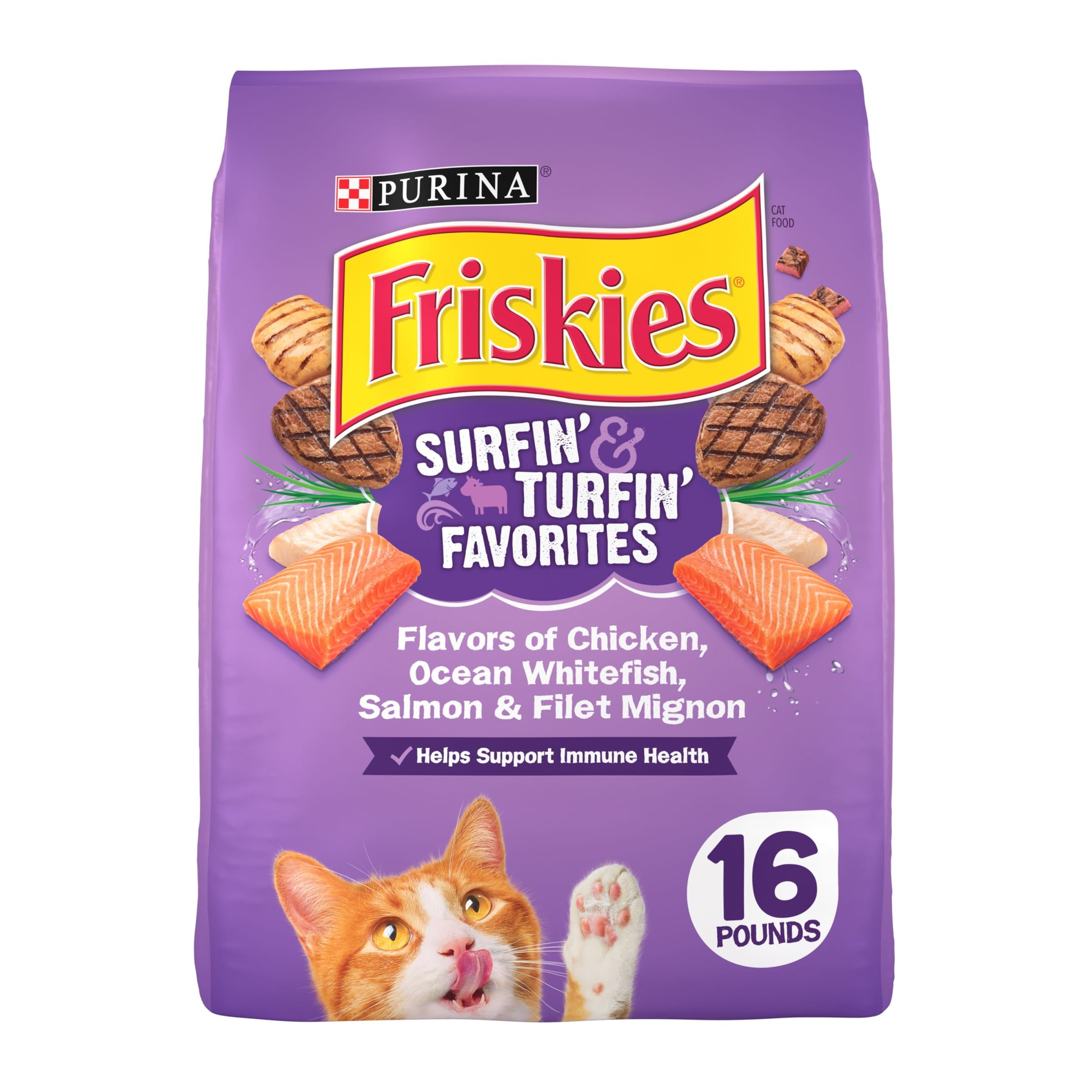 Friskies Surfin' & Turfin' Favorites Dry Cat Food, 16 lb Bag