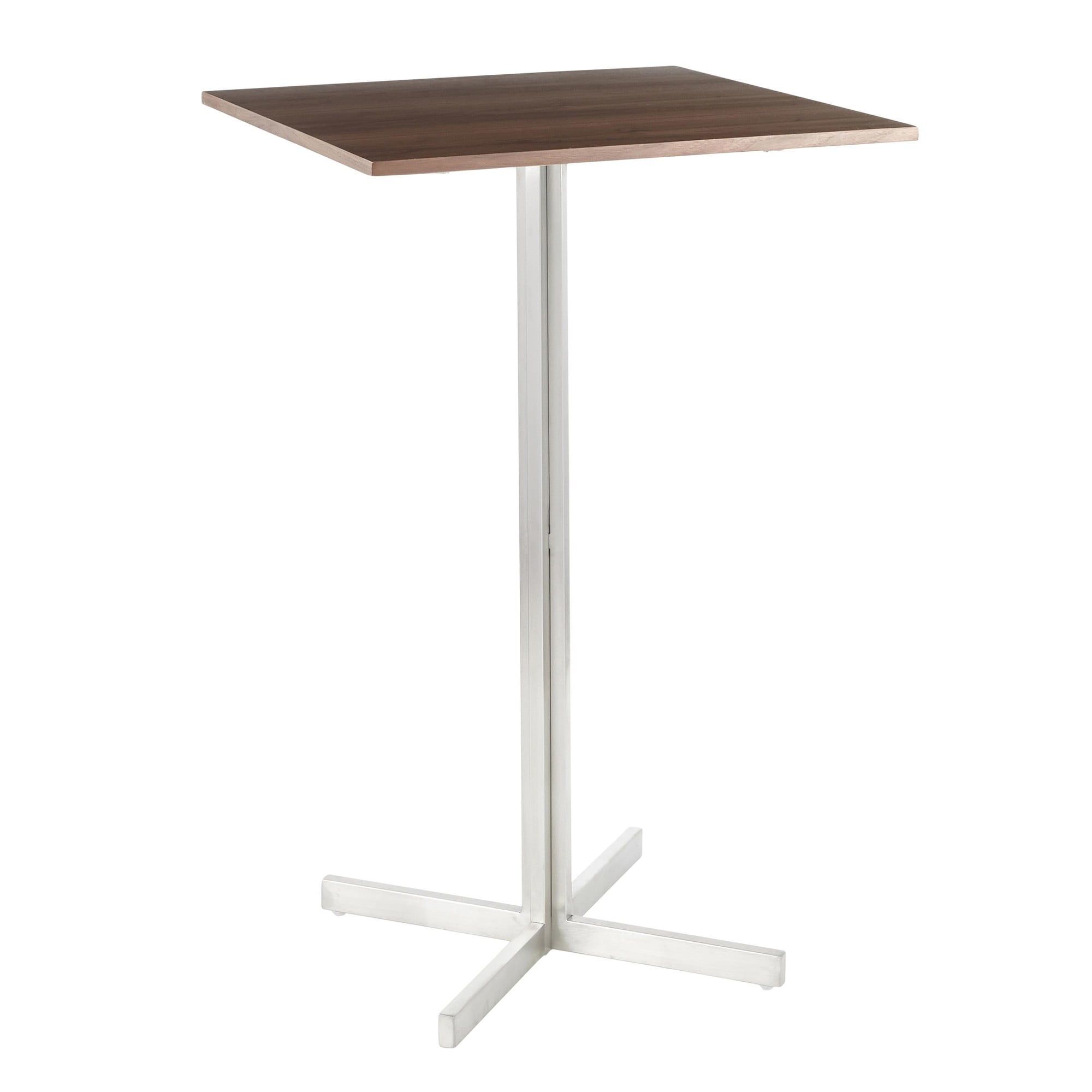 Walnut and Stainless Steel Square Bar Table