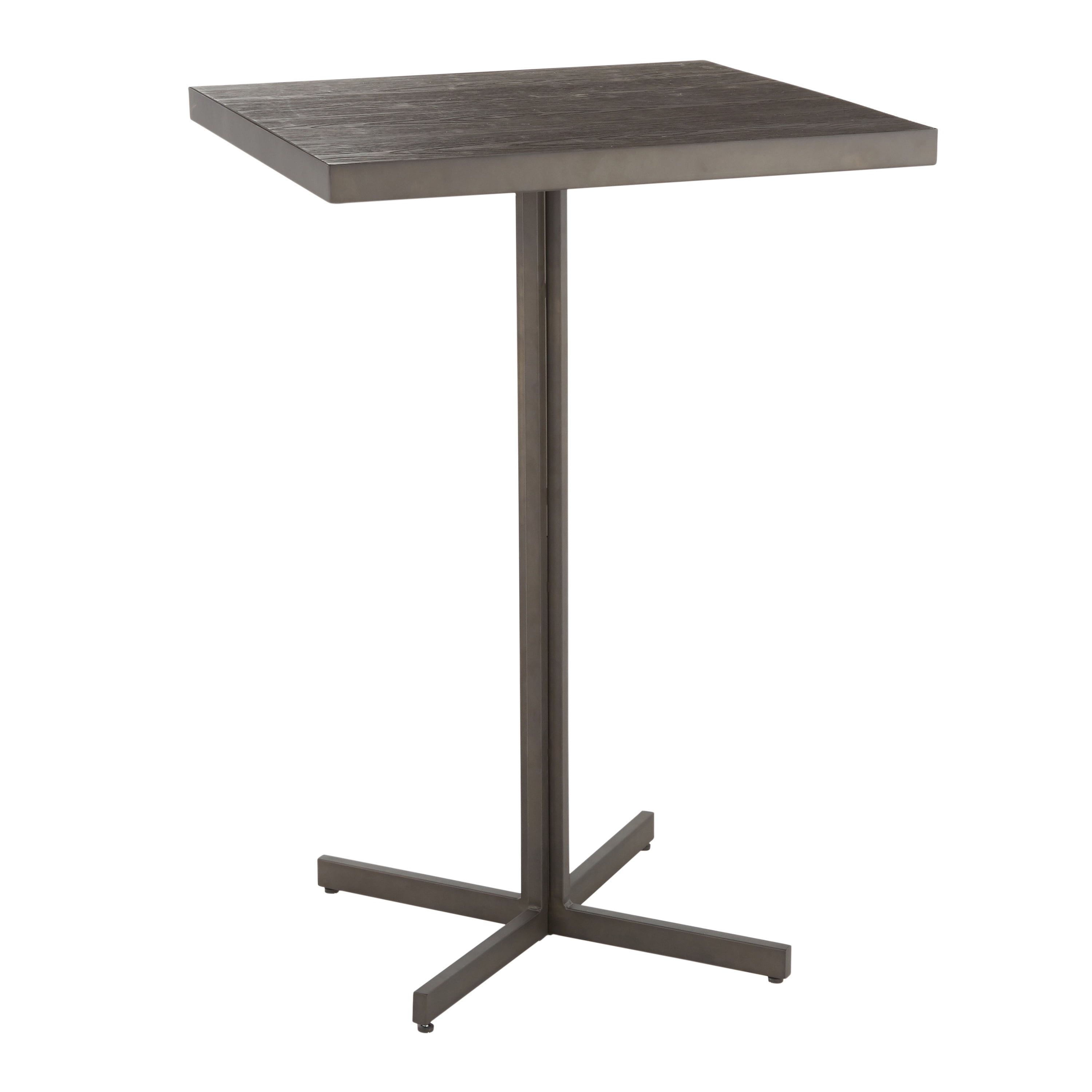 Espresso Bamboo and Antique Metal Industrial Bar Table