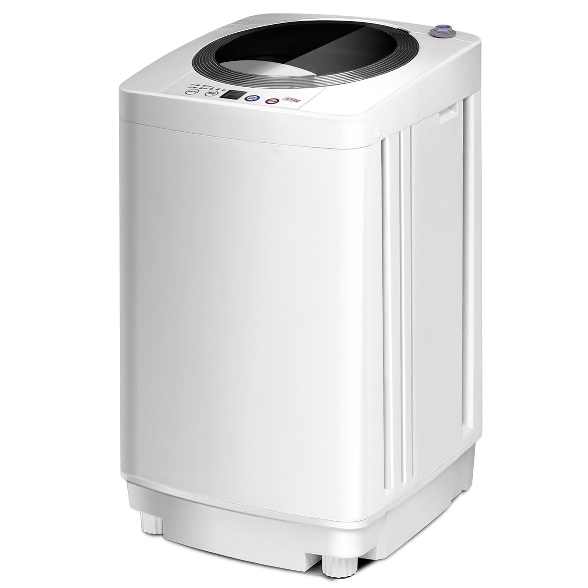 Compact White Portable Top-Loading Washing Machine with Agitator