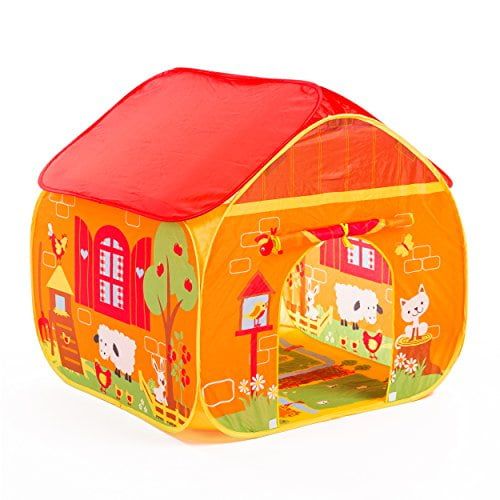 Bright Farm-Themed Pop-Up Play Tent with Mat