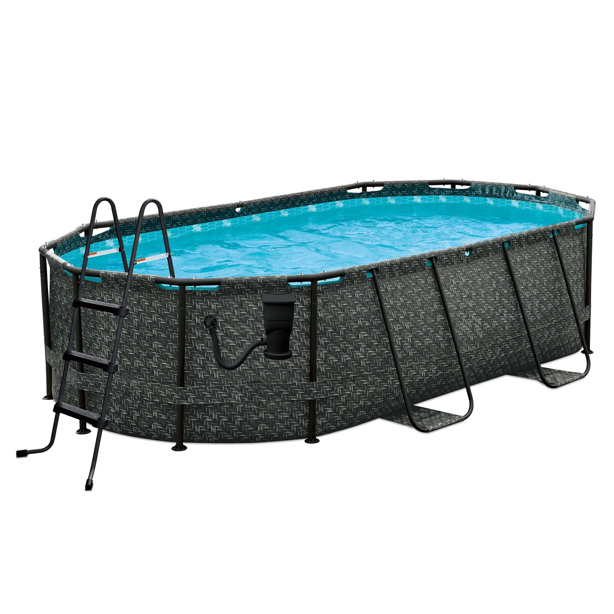 Dark Herringbone 13' Oval Above Ground Pool with Filter and Pump