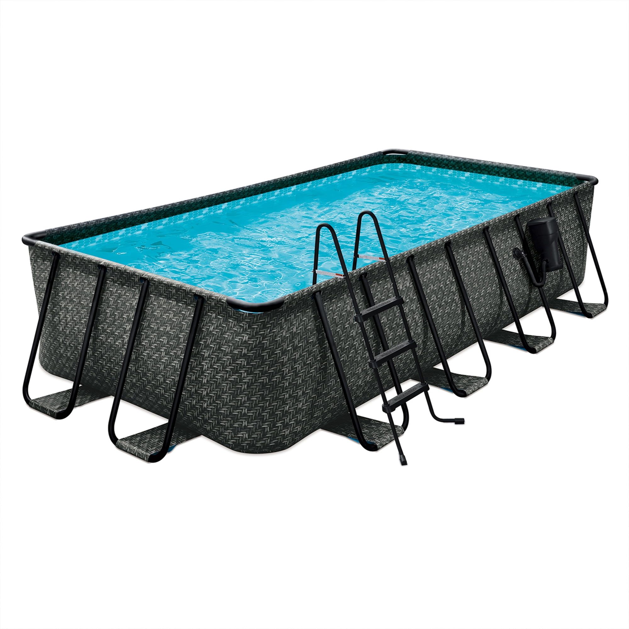 16ft x 8ft Gray Rectangular Above Ground Lap Pool with Pump