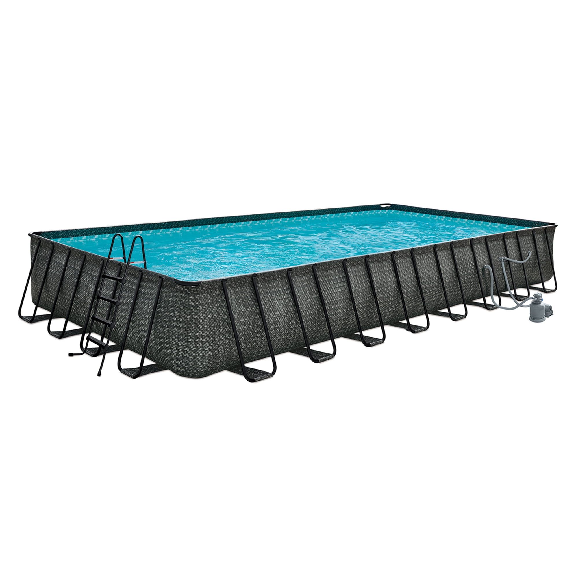 Funsicle 32ft x 16ft Dark Herringbone Rectangular Lap Pool with Pump