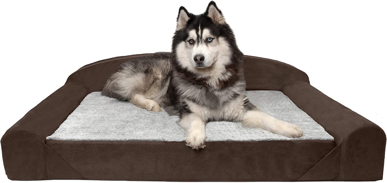 Jumbo French Roast Orthopedic Faux Fur Suede Pet Sofa Bed