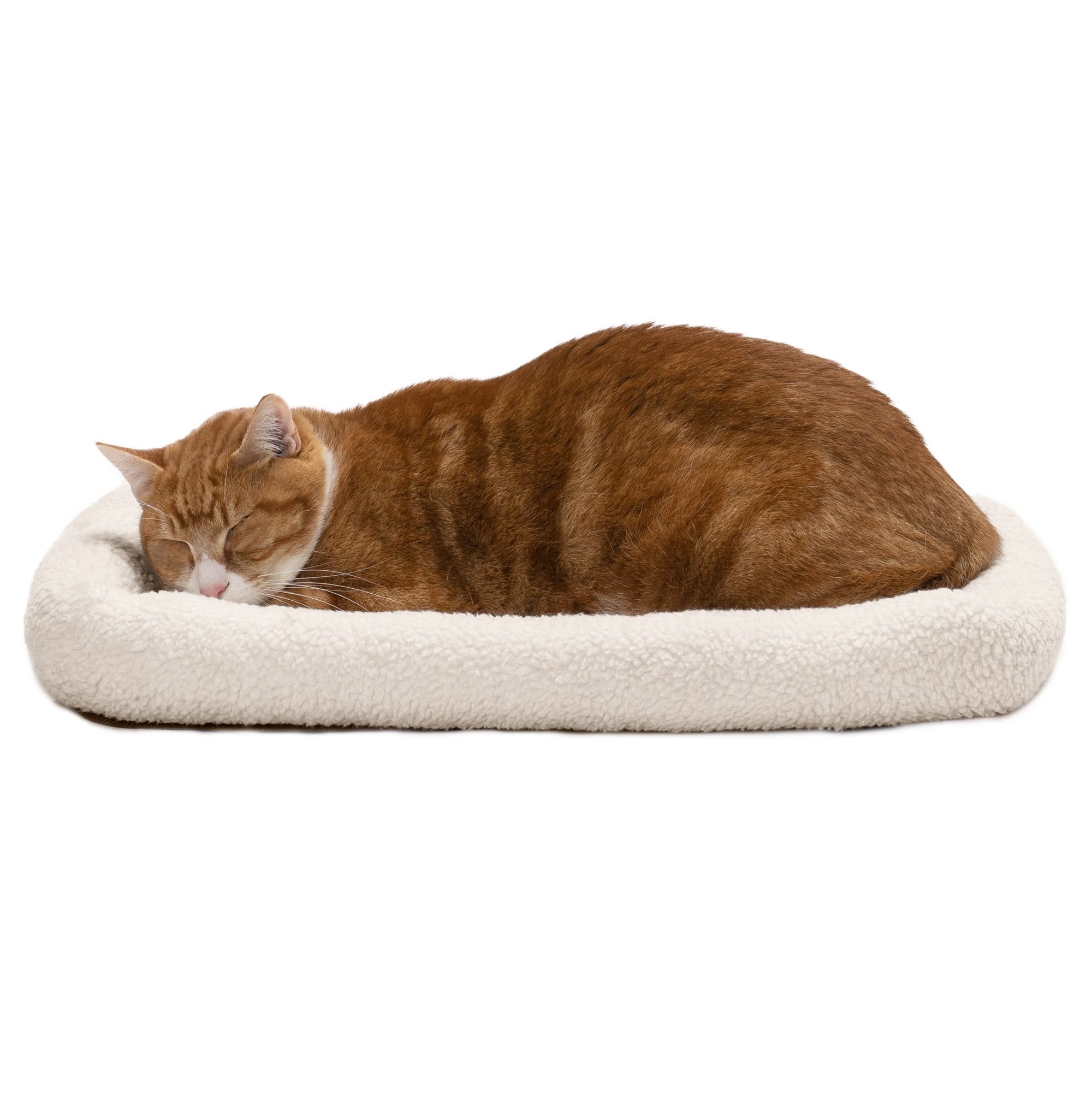 Cream Sherpa Fleece Bolster Crate Pad for Extra Small Pets