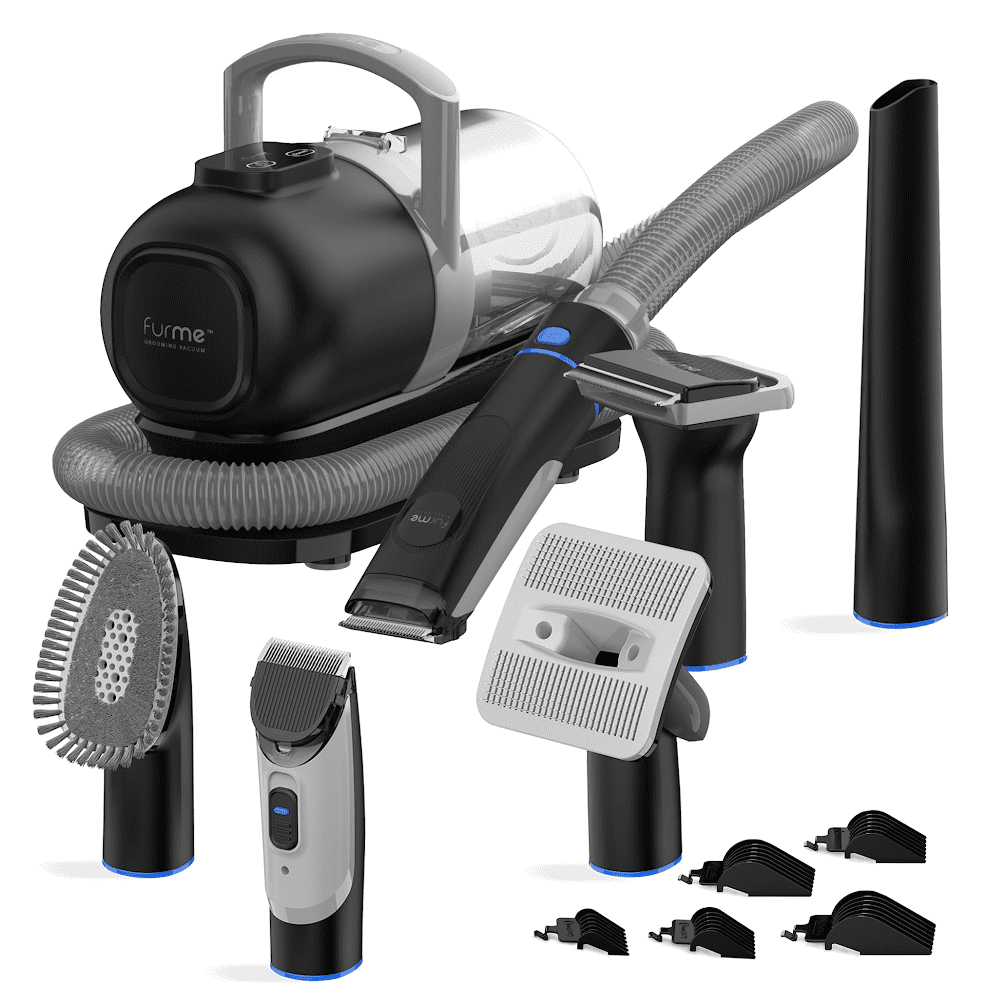 Black 1L Pet Grooming Vacuum Kit with 5 Tools