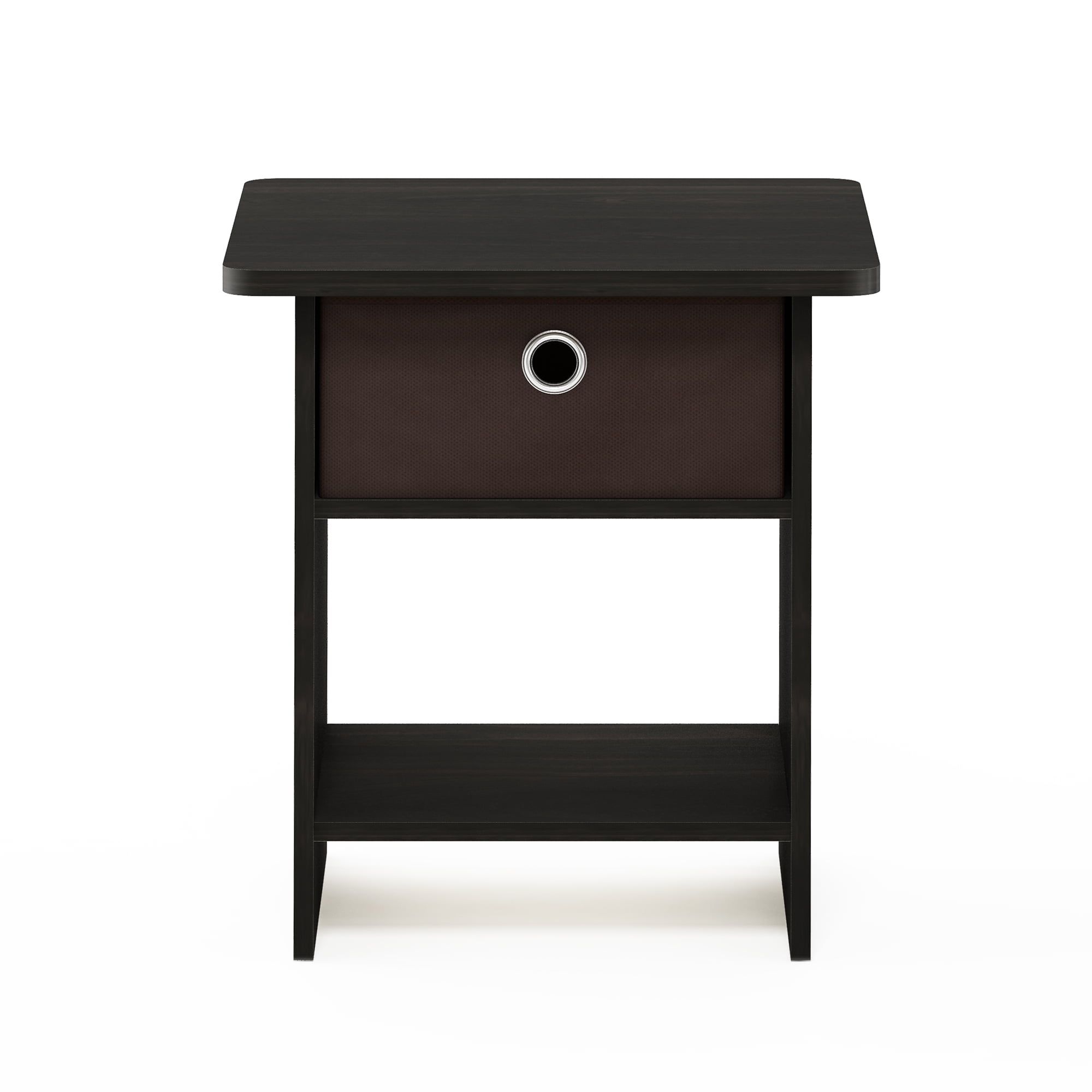 Espresso Brown Rectangular Wood End Table with Drawer