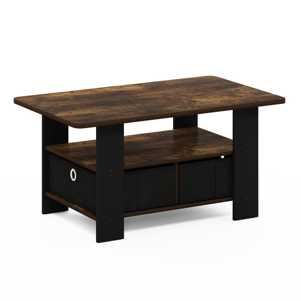 Amber Pine Rectangular Coffee Table with Storage Bin