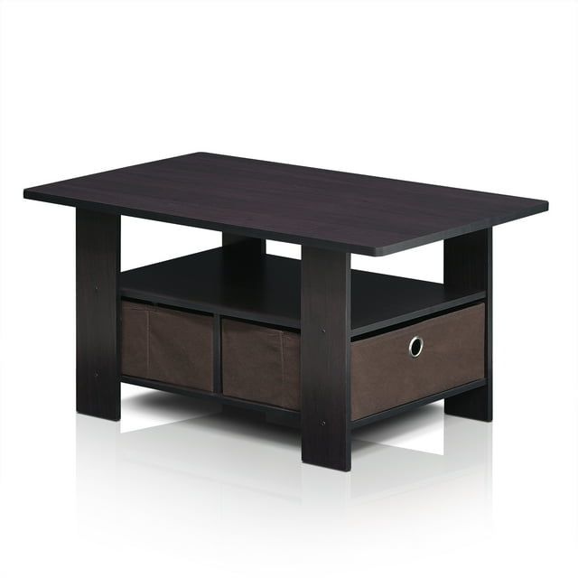 Andrey Dark Walnut Rectangular Coffee Table with Storage Bin
