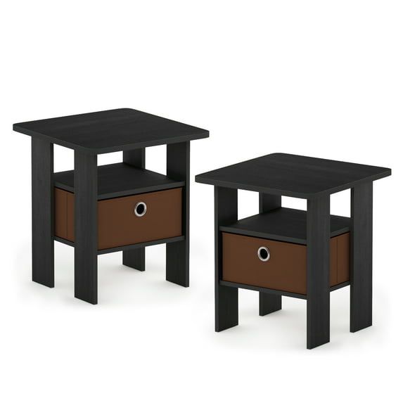 Americano Medium Brown Particle Board End Table Set with Storage