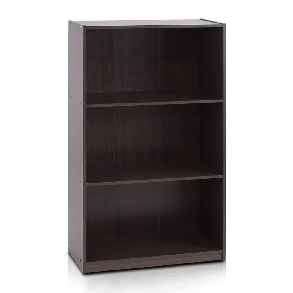 Kids' Adjustable 3-Tier Laminated Dark Brown Storage Shelf