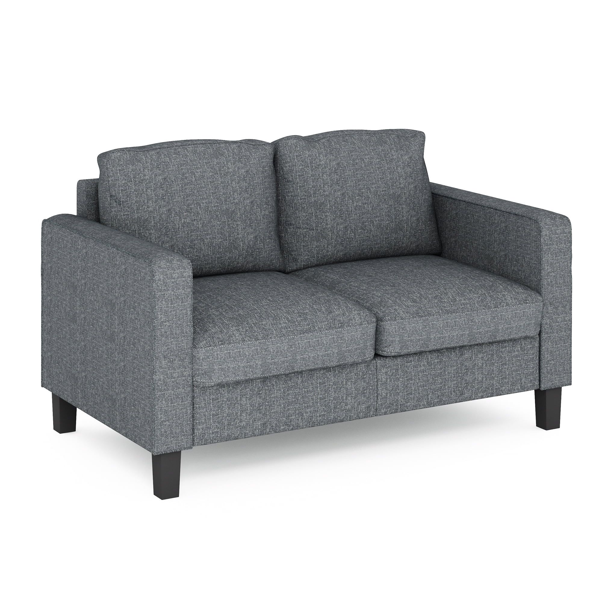 Bayonne 54'' Gunmetal Modern Upholstered Loveseat with Pillow Back