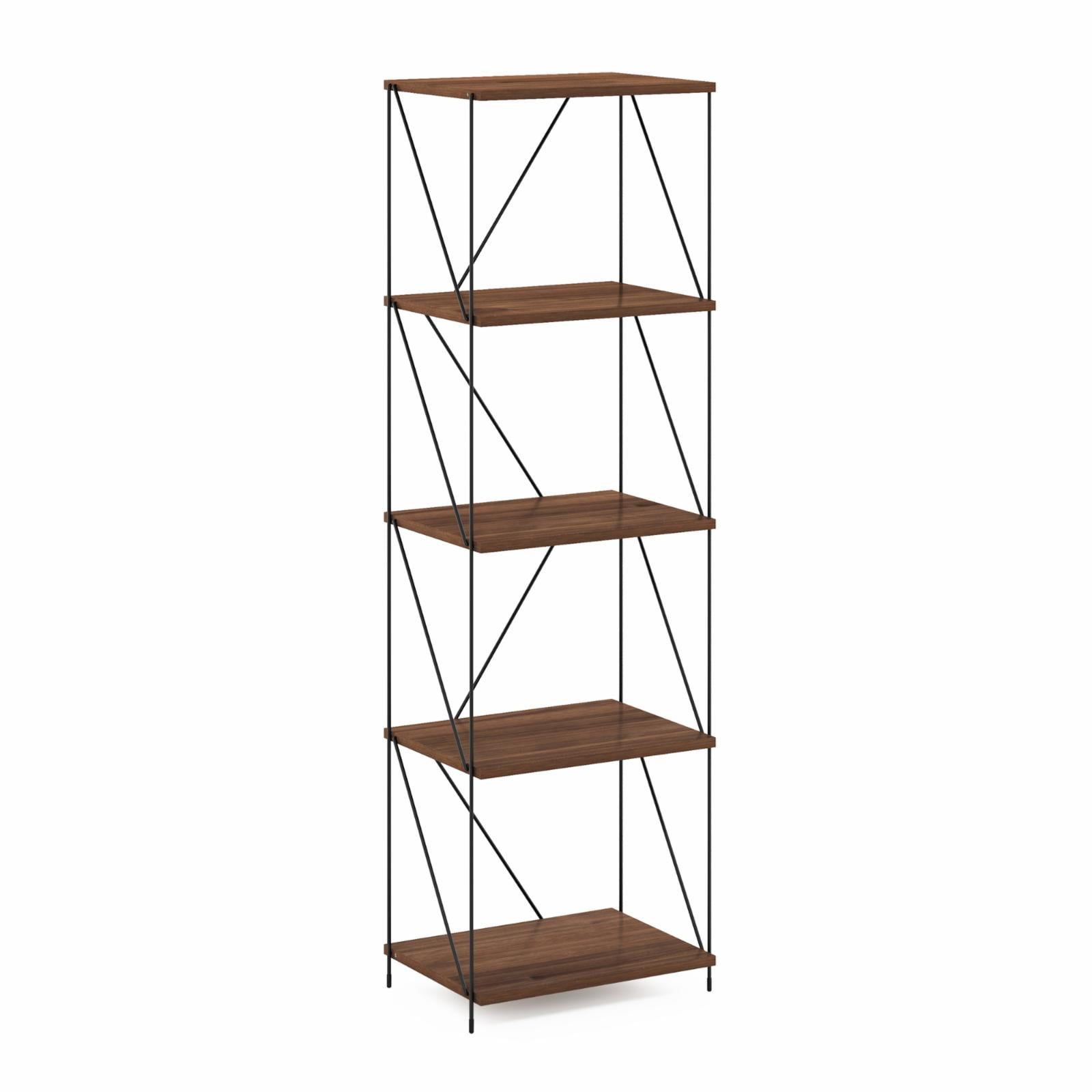 Walnut Cove Narrow 5-Tier Industrial Display Rack with Metal Frame