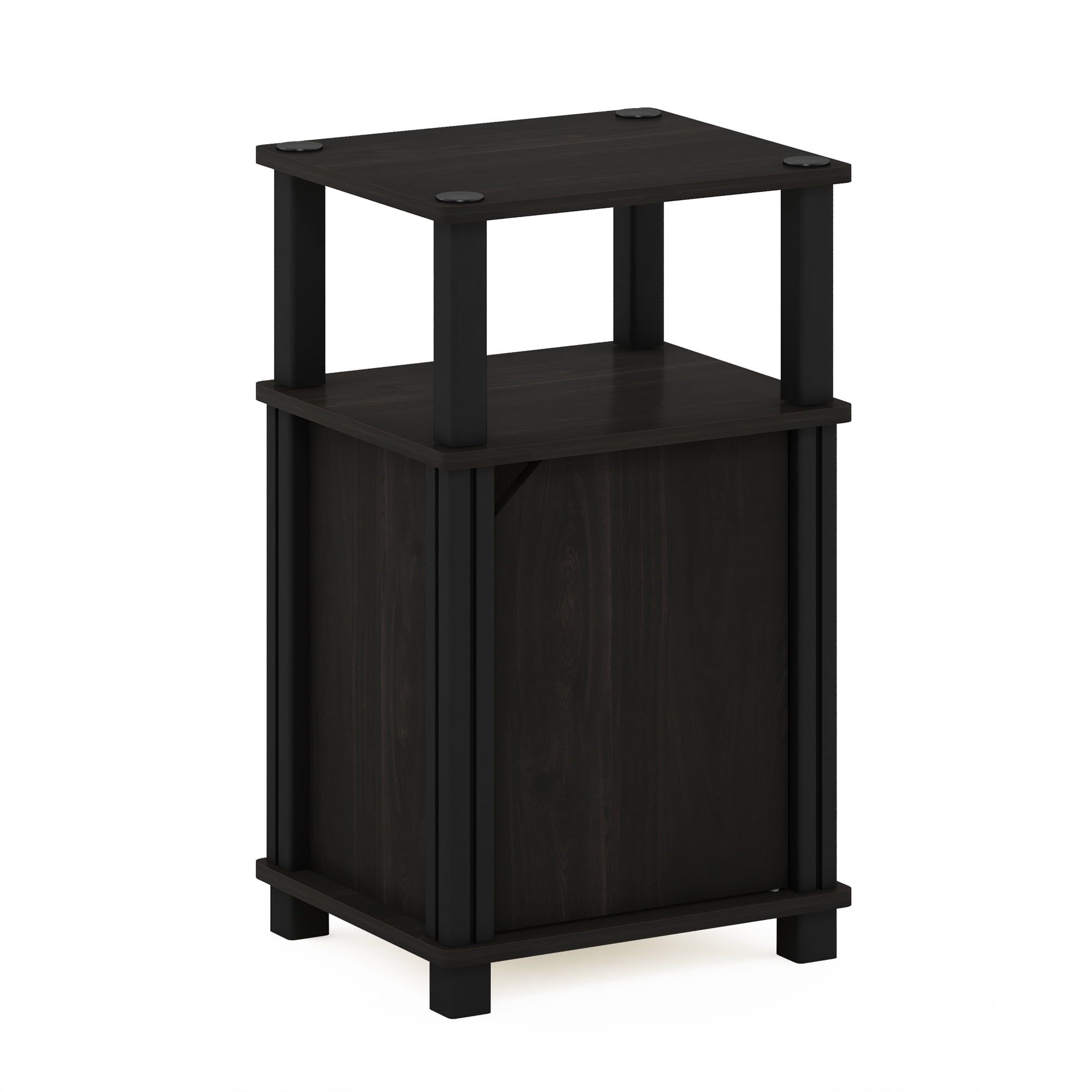 Espresso Black Square End Table with Storage and Rounded Edges