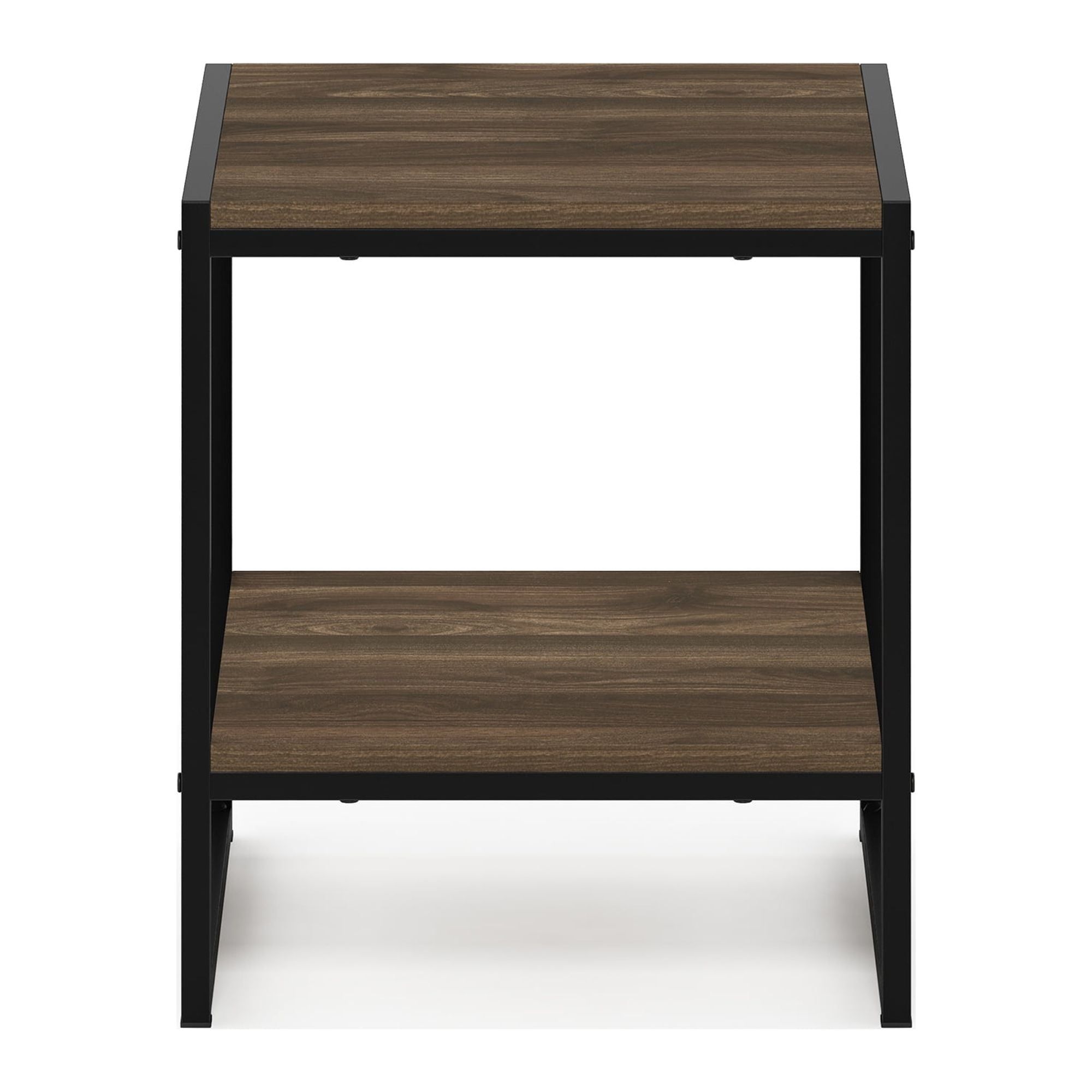 Columbia Walnut Modern Metal-Frame 2-Tier End Table